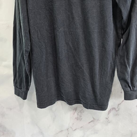 Brixton T Shirt Mens Medium Black Crew Neck Long Sleeve Logo Spellout Tee - Picture 8 of 12